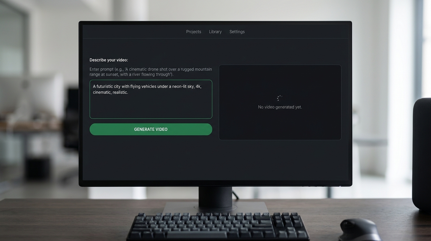 Prompt in die Benutzeroberfläche des KI-Videogenerators eingeben