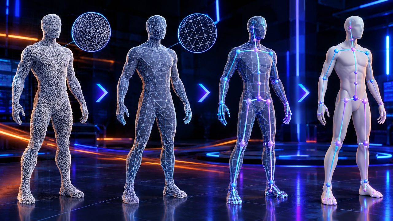 Remesh a high polycount 3D model before rigging in Neural4D