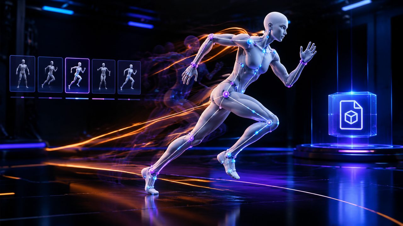 Apply a preset motion and download an animated GLB from Neural4D