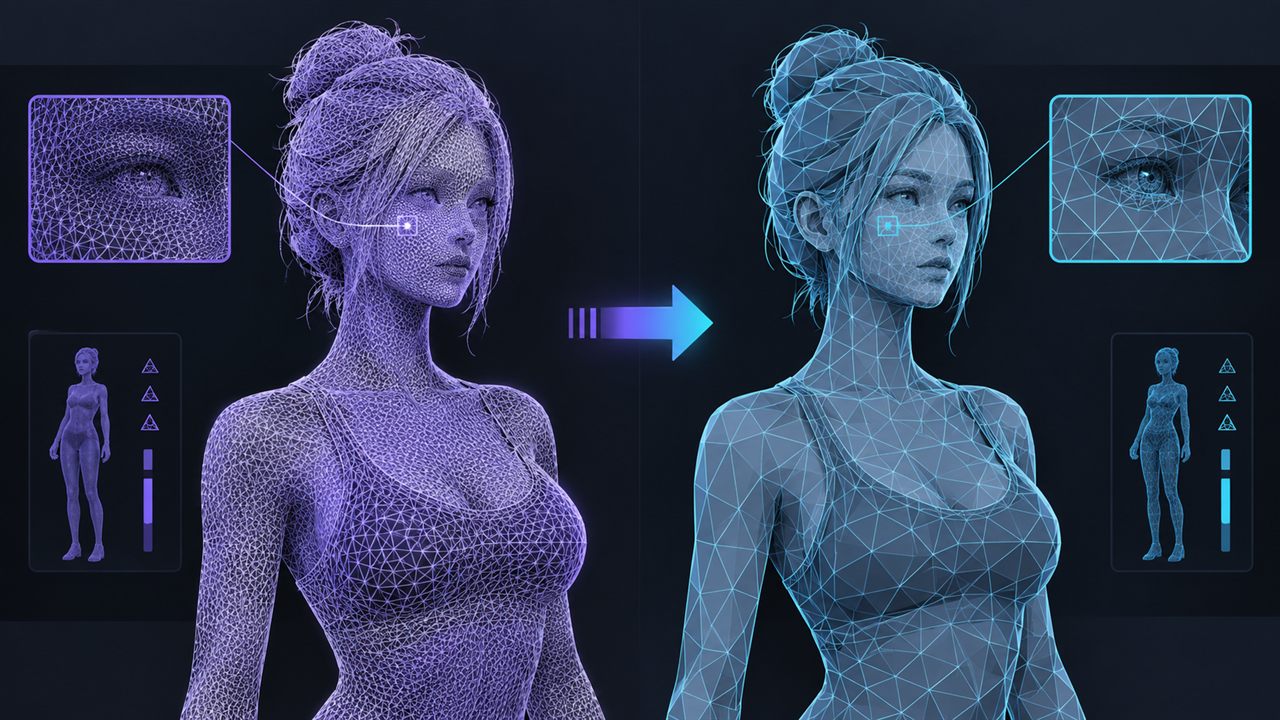 Remesh a 3D model that exceeds the Neural4D rigging polycount limit