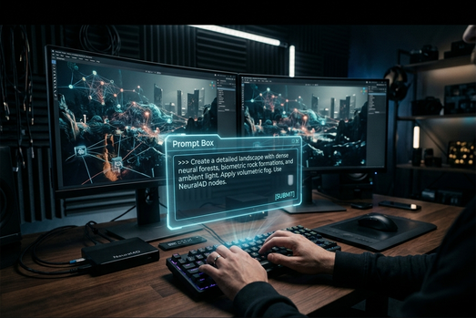 Enter text prompt for AI 3D model generation in Neural4D studio