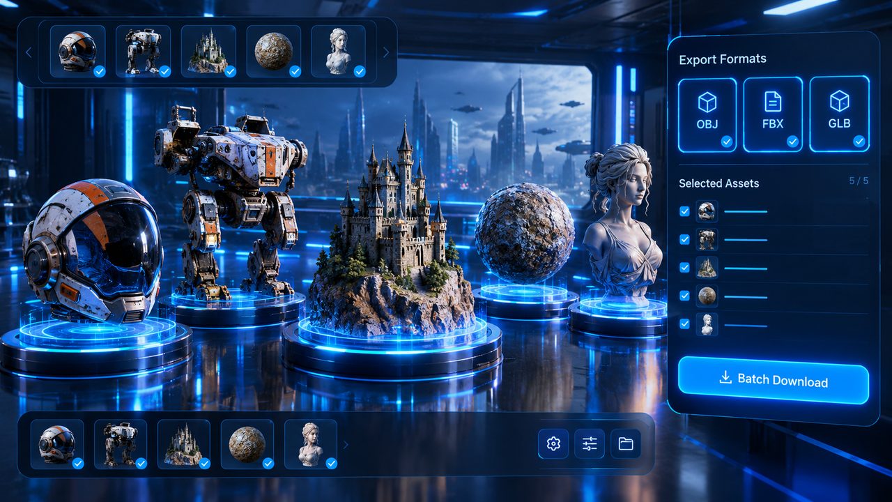 Batch export completed 3D models with PBR textures