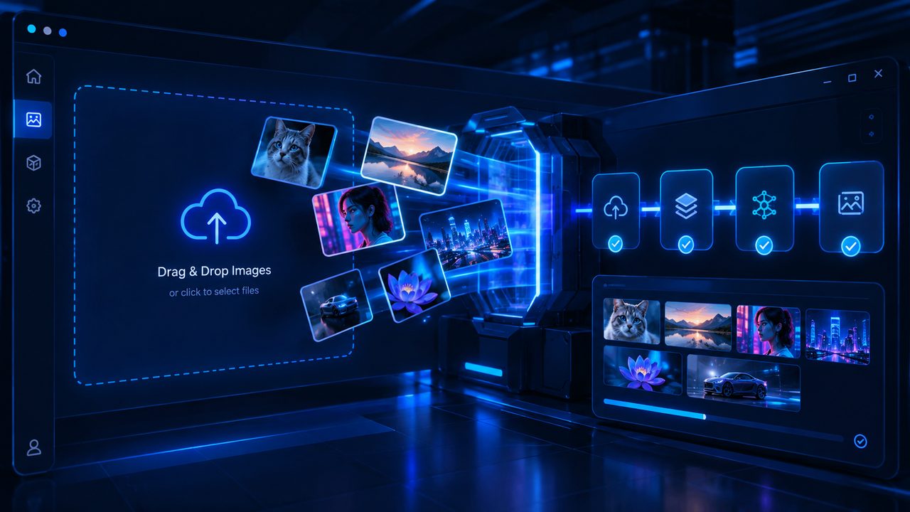 Upload up to 10 images into the Neural4D Studio interface