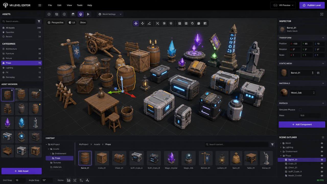 Configuration du budget de polygones et des paramètres LOD pour les assets AR/VR