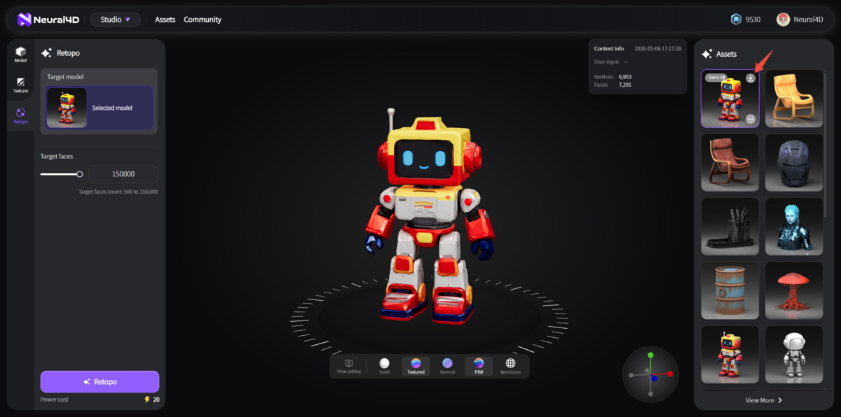 Maillage triangulaire low-poly propre et optimisé, prêt pour l’export