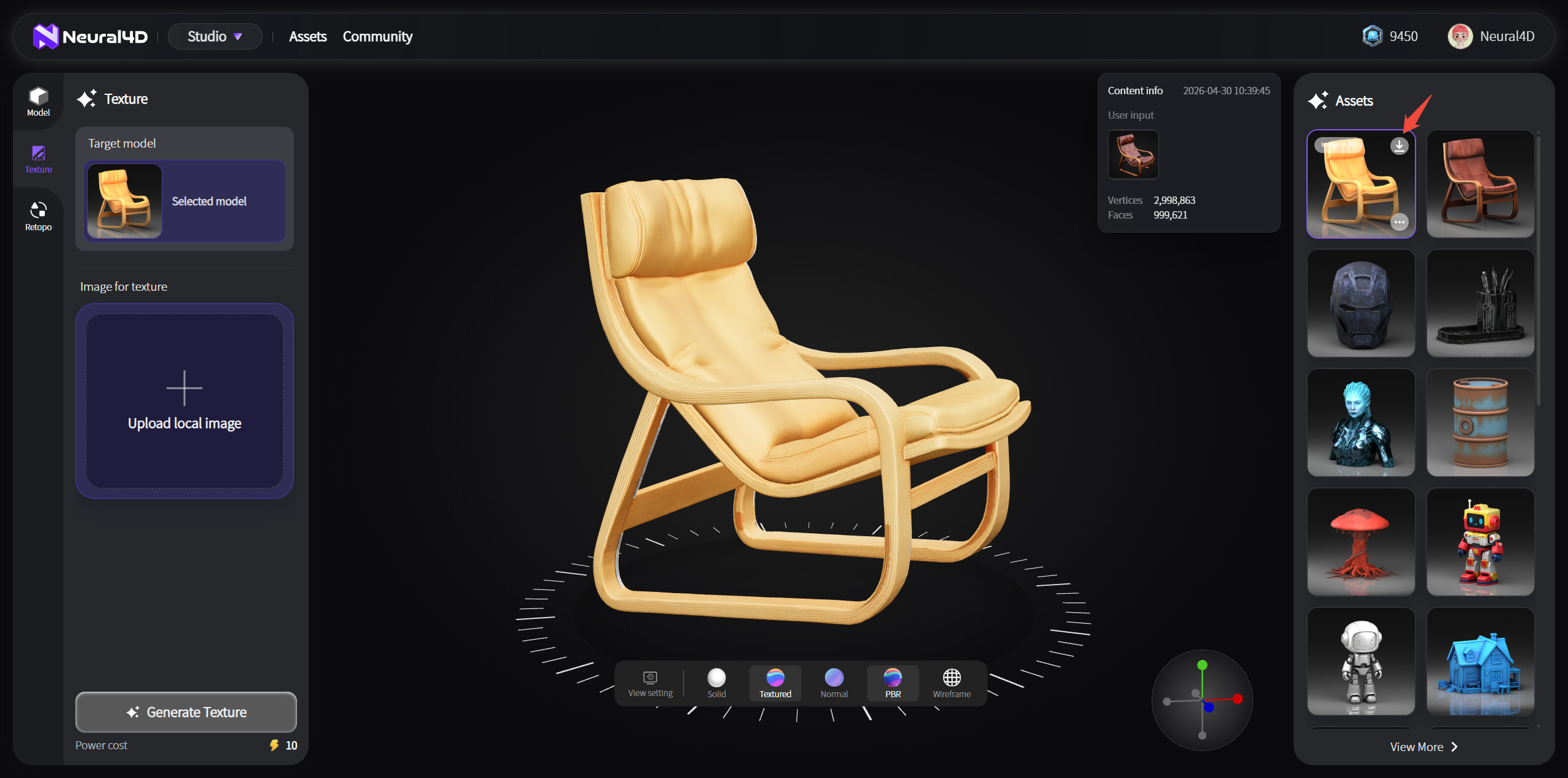 Export the textured 3D model