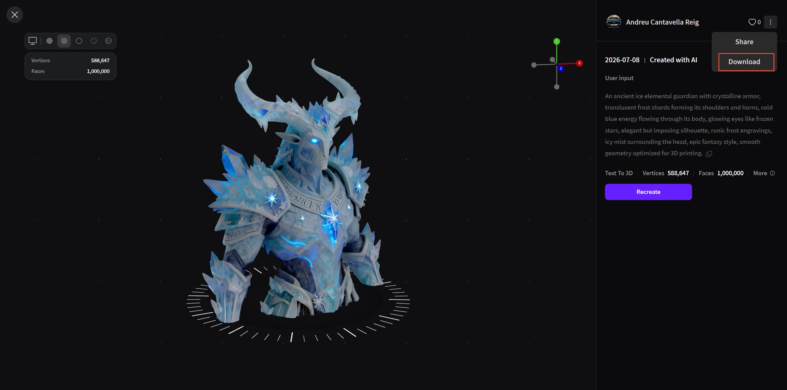 Downloading 3D Models in OBJ, FBX, or GLB Format
