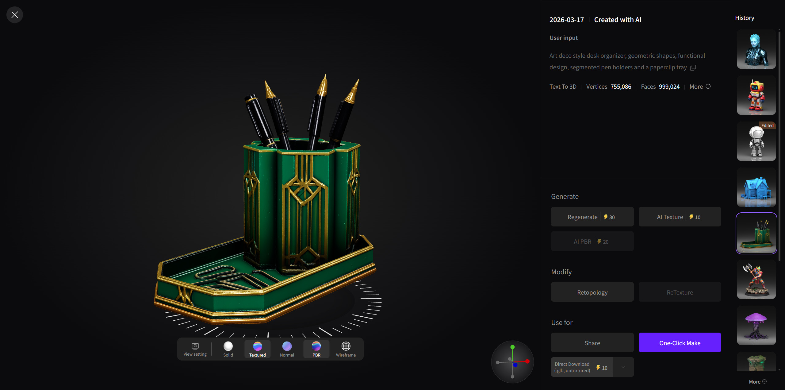 Step 5: Refine or export your Text to 3D asset