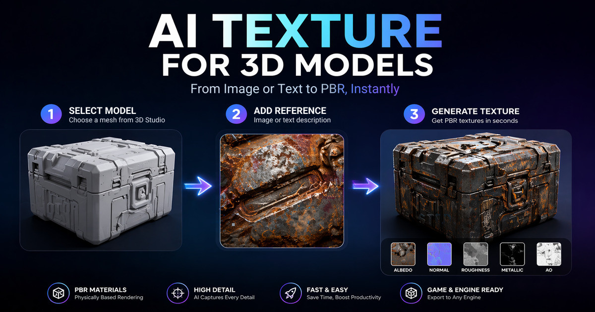 AI texture synthesis and PBR fusion applied to 3D geometry with Neural4D