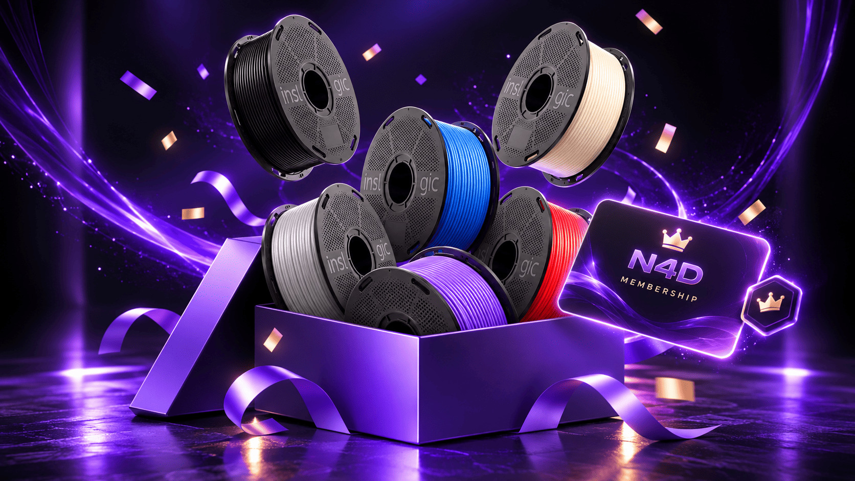 INSLOGIC 3D printing filament prizes for the N4D and INSLOGIC giveaway