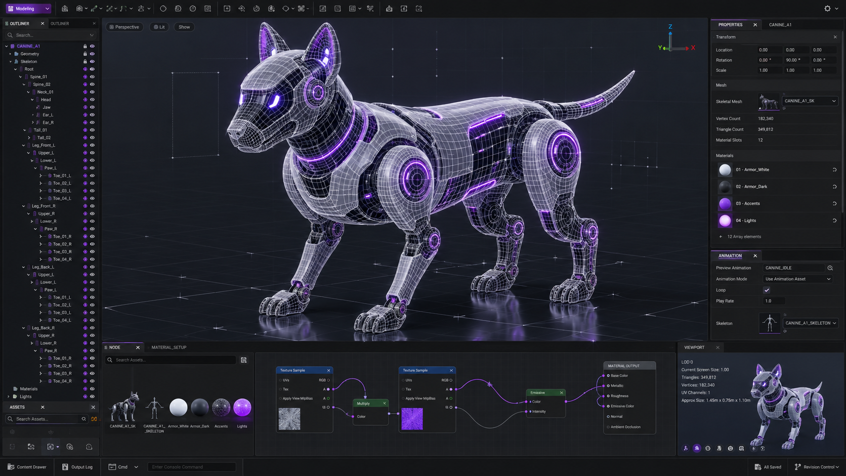 AI Agent automatically routing generating a high-density 3D mesh wireframe