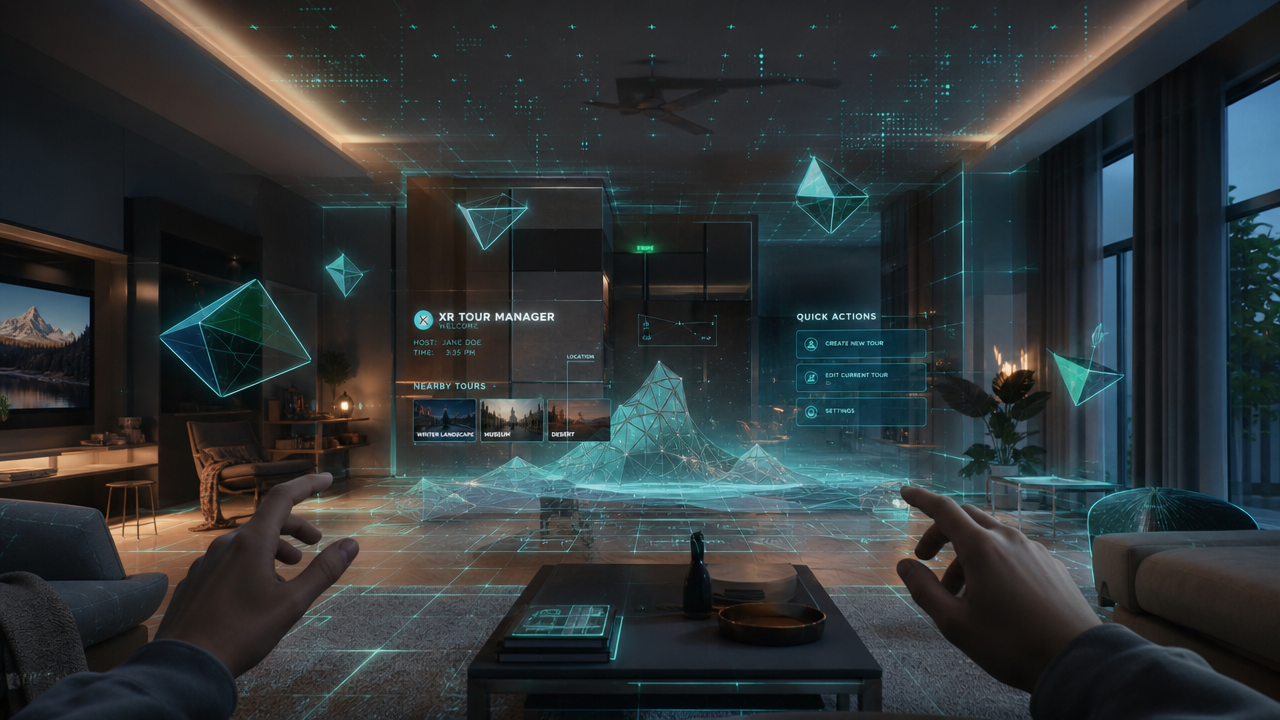 AI generated low-poly 3D assets integrated into a spatial computing AR/VR environment