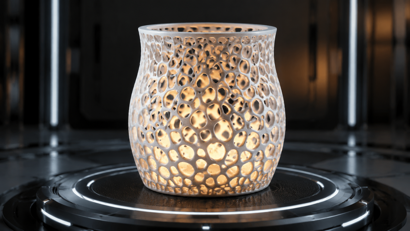 Final 3D printed Voronoi lampshade model downloaded for free as a blank mesh