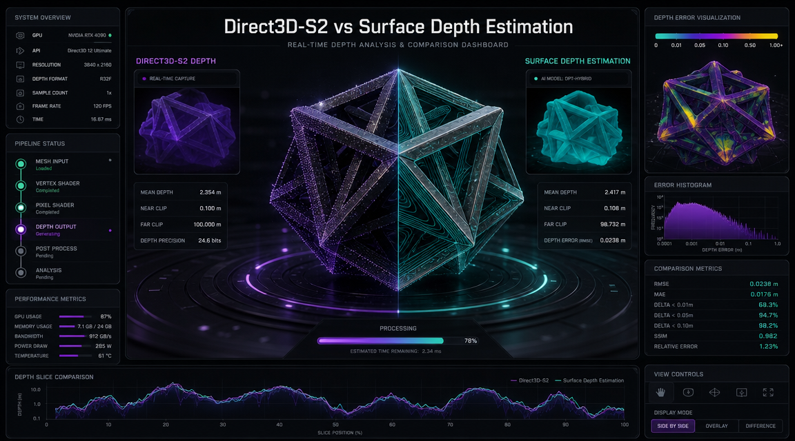 Direct3D-S2 引擎与表面深度估计对比