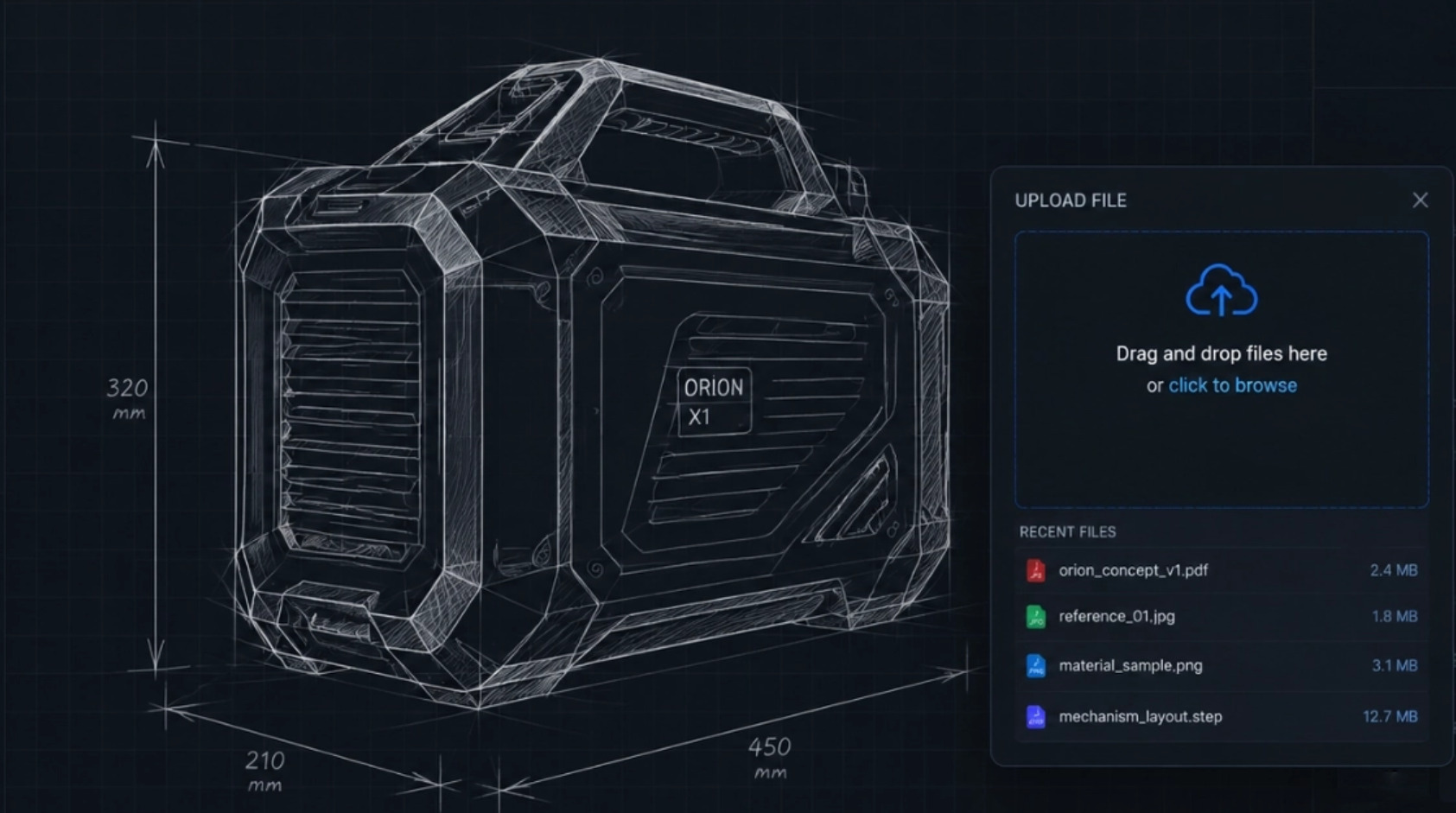 Upload 2D line-art sketch concept