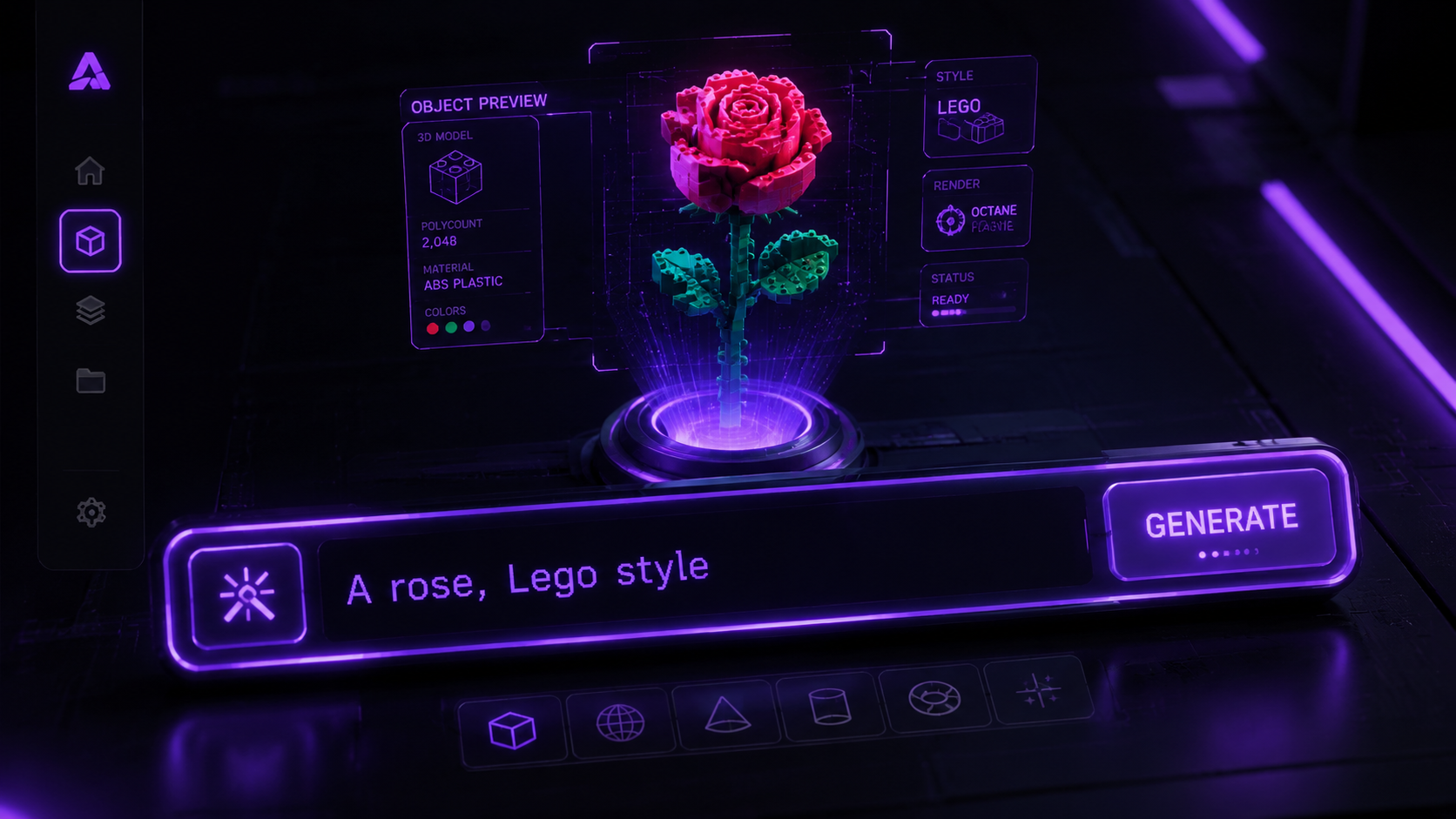 Enter text prompt or upload image for AI 3D stylization in Neural4D studio