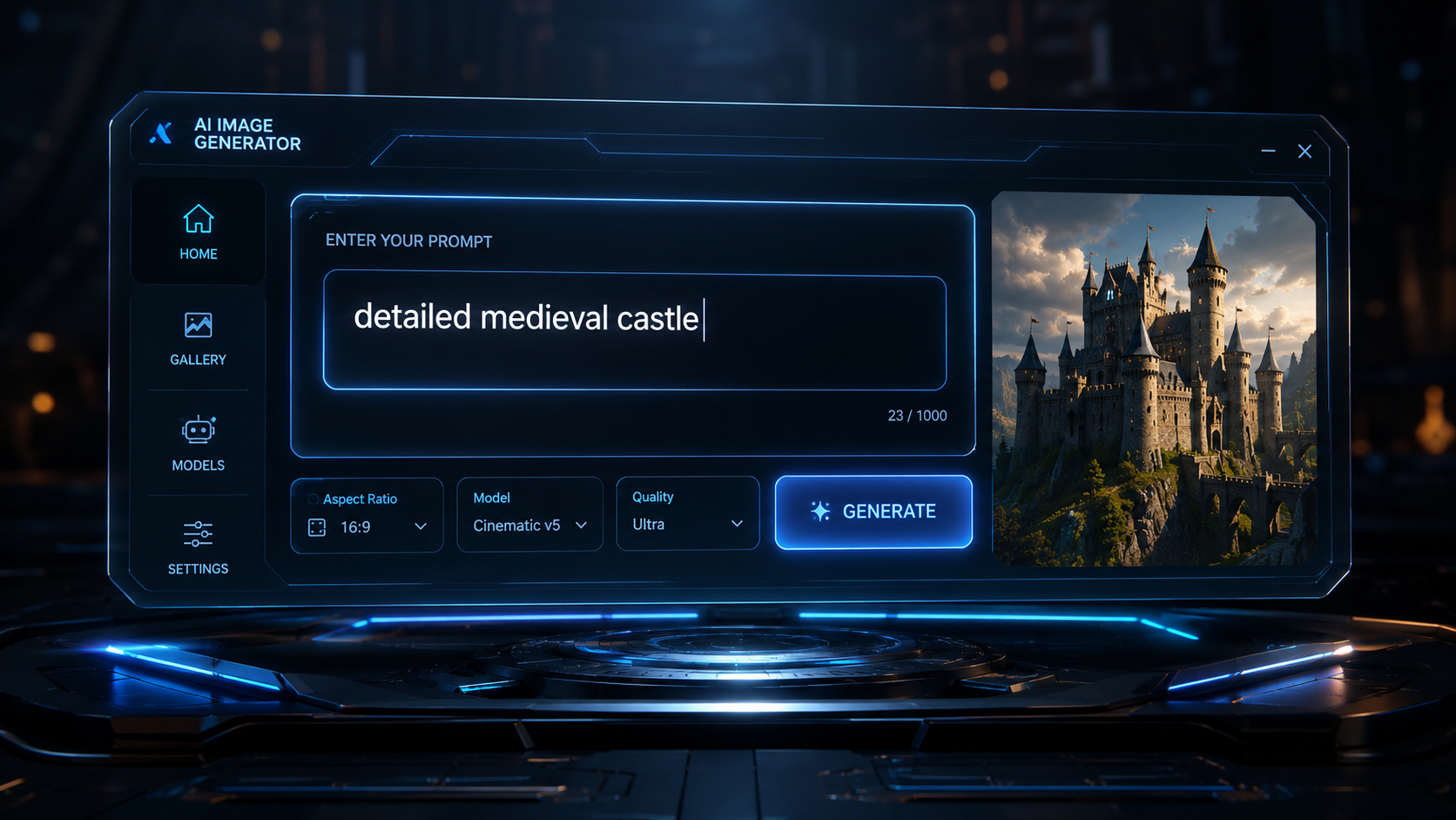 Enter text prompt into Neural4D AI Text to OBJ Generator