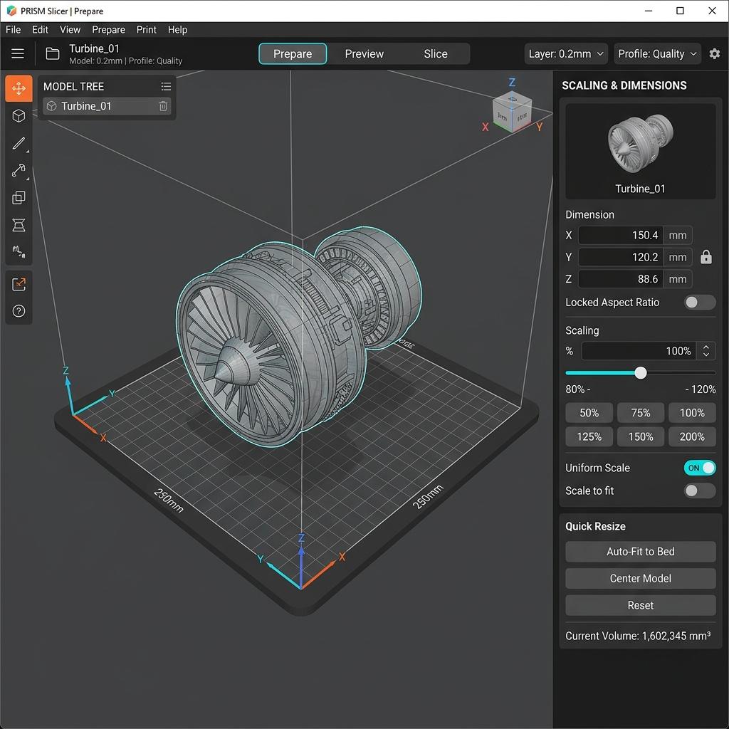 Scaling a Neural4D model in 3D slicing software