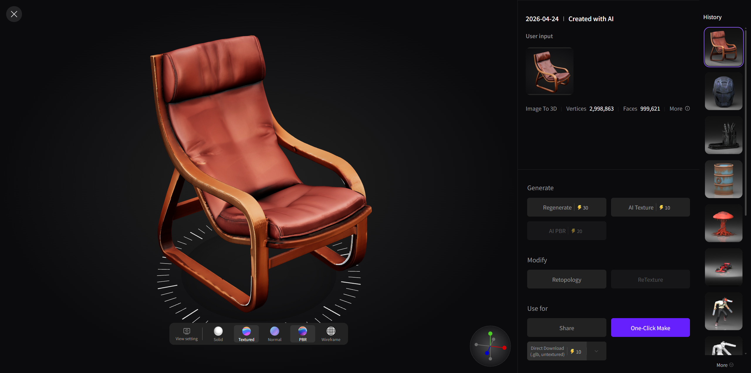 图像转 3D 模型的下载选项